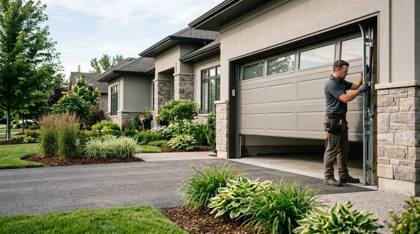 Wood-look composite garage door